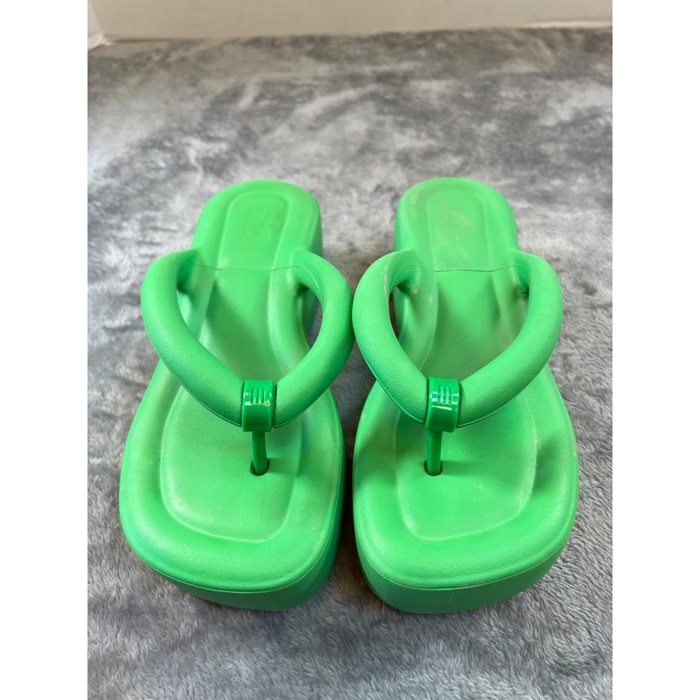 Melissa Free People Platform Sandals Womens 7 Green Got A Text Thong Vacay Boho